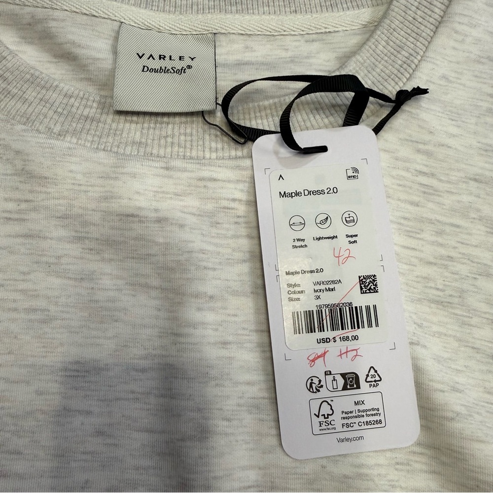 Varley Maple 2.0 DoubleSoft Dress Ivory Marl NWT Size 3X - Picture 13 of 15